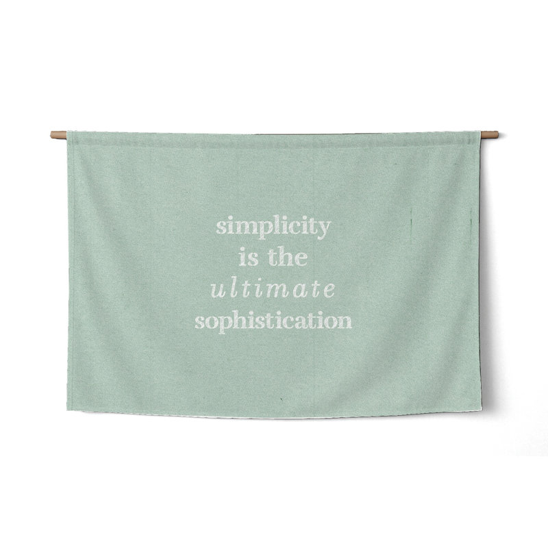 La simplicité est le summum du raffinement — Tapisserie murale tissée paysage géométrique low-poly, H 26 po x l 36 po