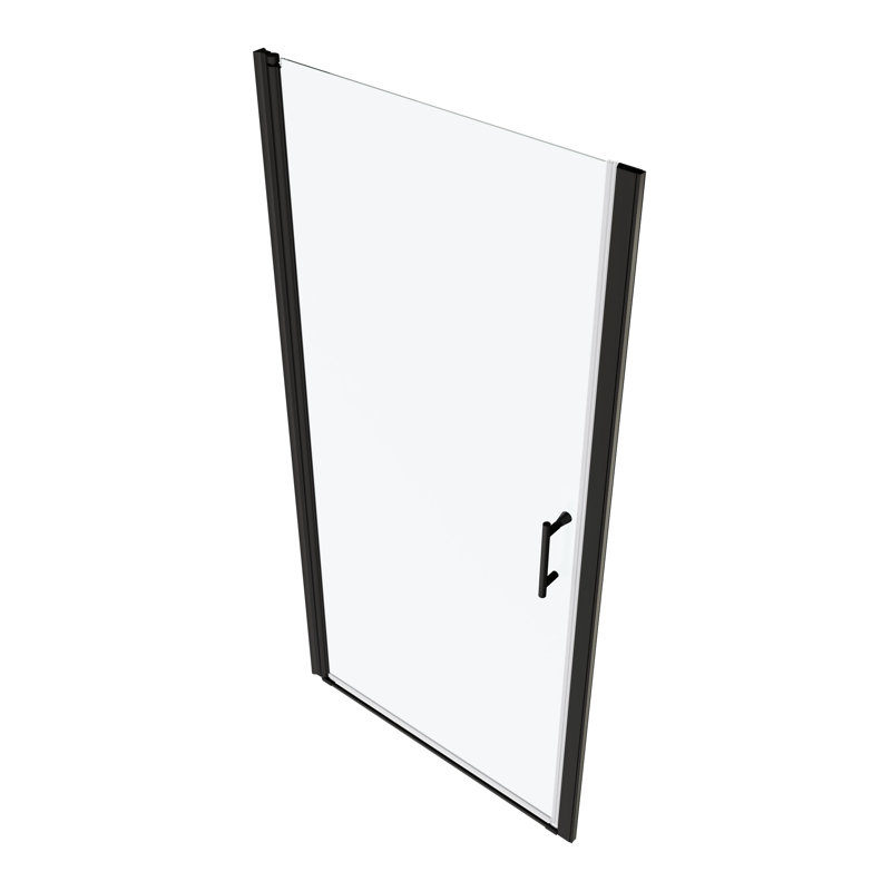 Porte de douche à pivot avec verre trempé de 1/4 po - système de réglage grand noir mat