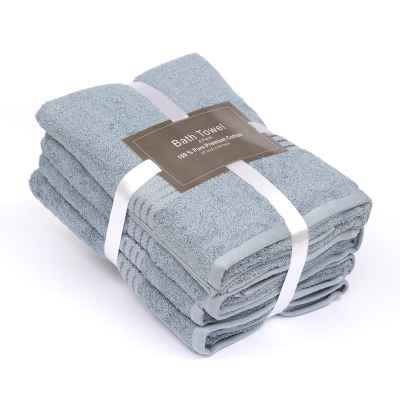 4-Piece Bath Towels Set, 100% Premium Cotton, 550 GSM 27x54 Inches, Grey