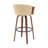 30" Swivel Walnut Wood Bar Stool In Cream Faux Leather