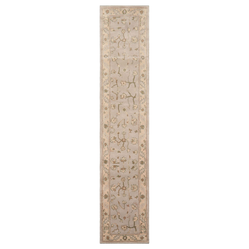 Traditional Geometric Wool Oriental Area Rug in Multi Sizes Gray Hand Tufted, Runner 2'3" x 12'