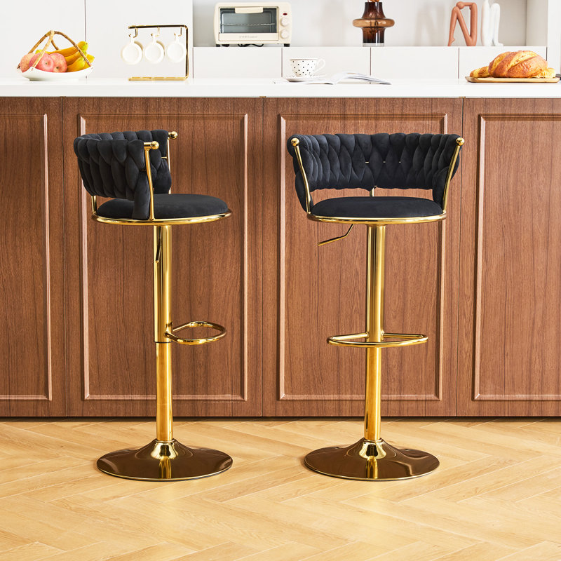 Tabouret de bar pivotant à hauteur réglable, Noir