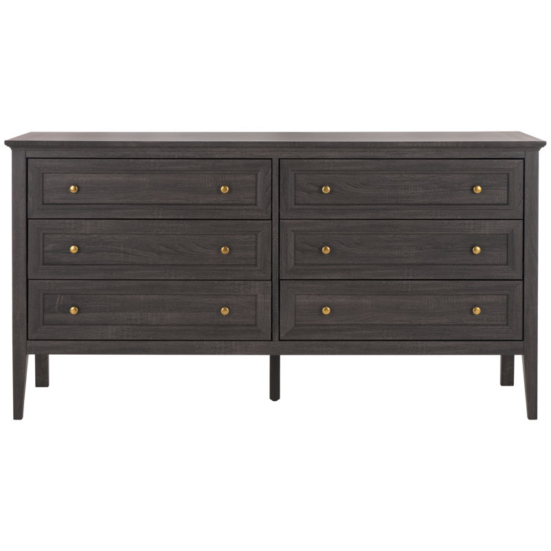 Commode 6 tiroirs Cardae, Noir patiné