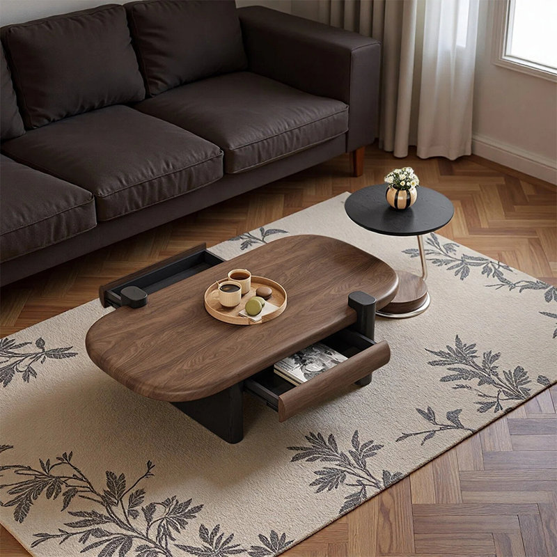 Ensemble de tables basses haut de gamme avec rangement et tiroir, H 15,74 po x L 43,3 po x l 23,62 po