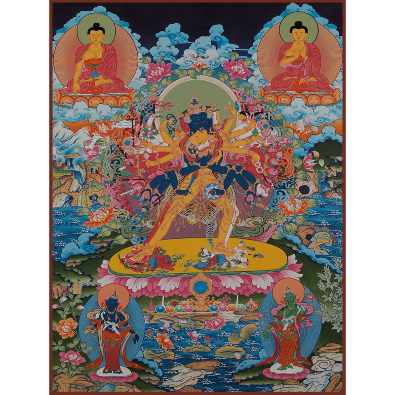 Kalachakra (Thangka sans brocart) | Or pur 24 carats avec peinture acrylique