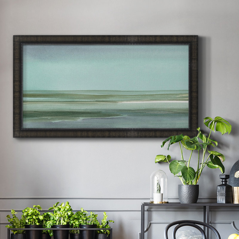 Toile encadrée de qualité supérieure Aqua Reflections I - prête à être accrochée, Noir, H 29 po x l 53 po x P 1 po