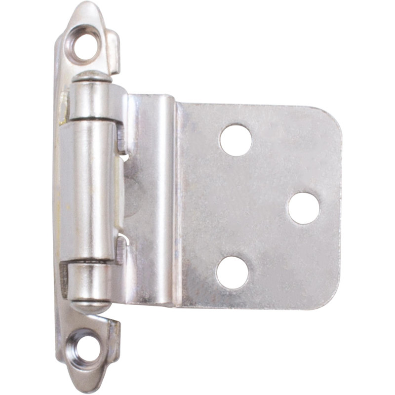 Charnière encastrée à fermeture automatique, Chrome poli, H 1,44 po x l 2,04 po x P 1 po