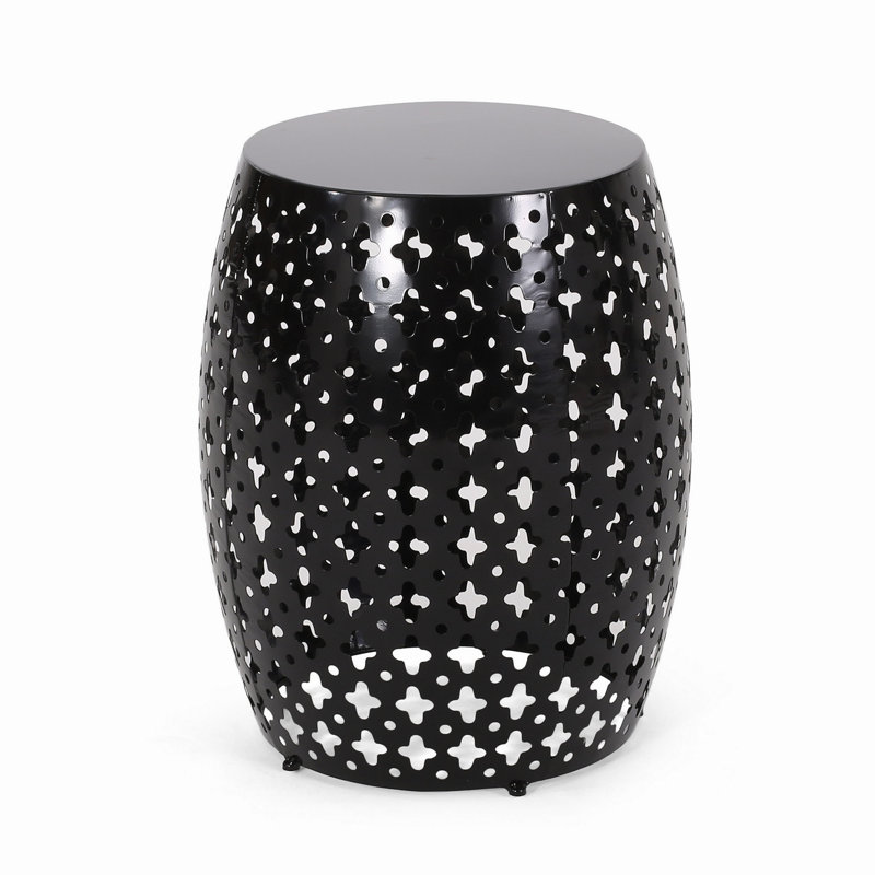 Modern Metal End Table - Elegant Iron Cut, 16.50" W X 20.50" H D, , Black Black, 16.38"X16.38"X20.76", No Assembly Required