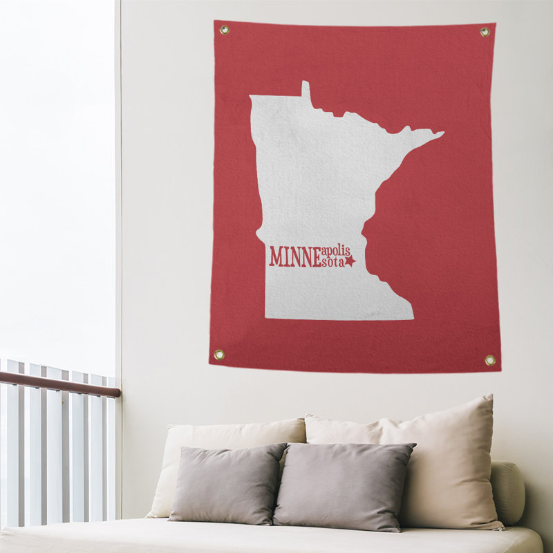 Tapisserie murale minnesota minneapolis, H 36 po x l 26 po, Rouge