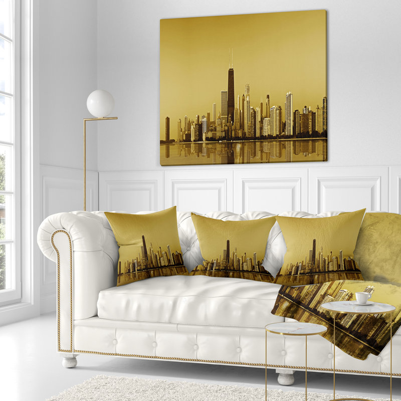 Coussin de skyscrapers chicago coast avec coussin lombaire cityscape, Rectangle 12" x 20"
