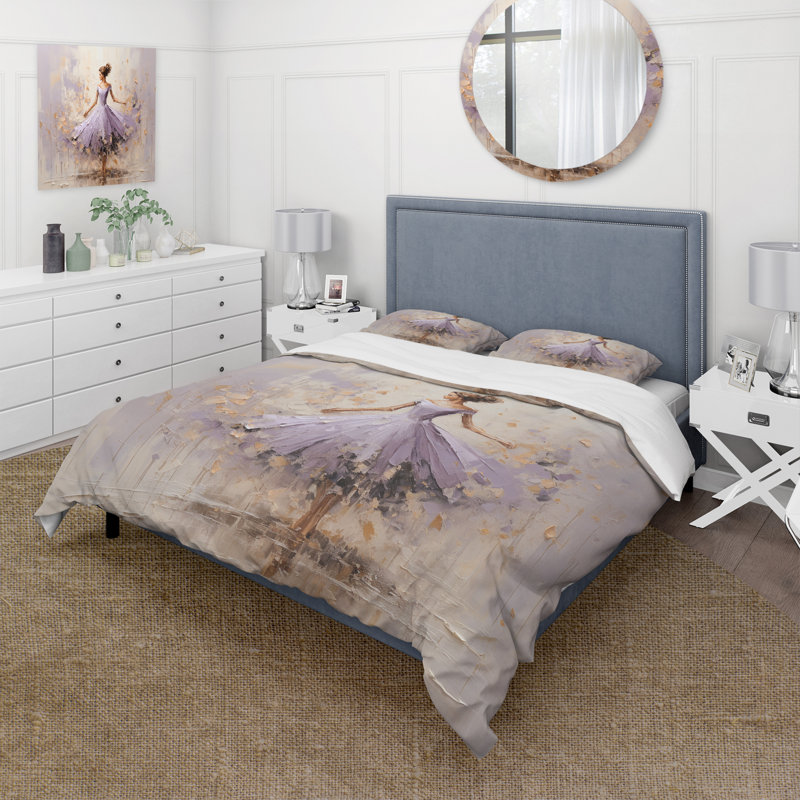 Minimalisme mauve doré Ballerine I - ensemble de housse de couette tendance - microfibre de polyester