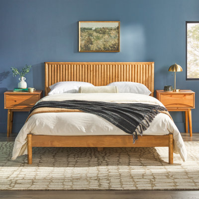 Asho Solid Wood Platform Bed with Reeded Headboard by Lark Manor