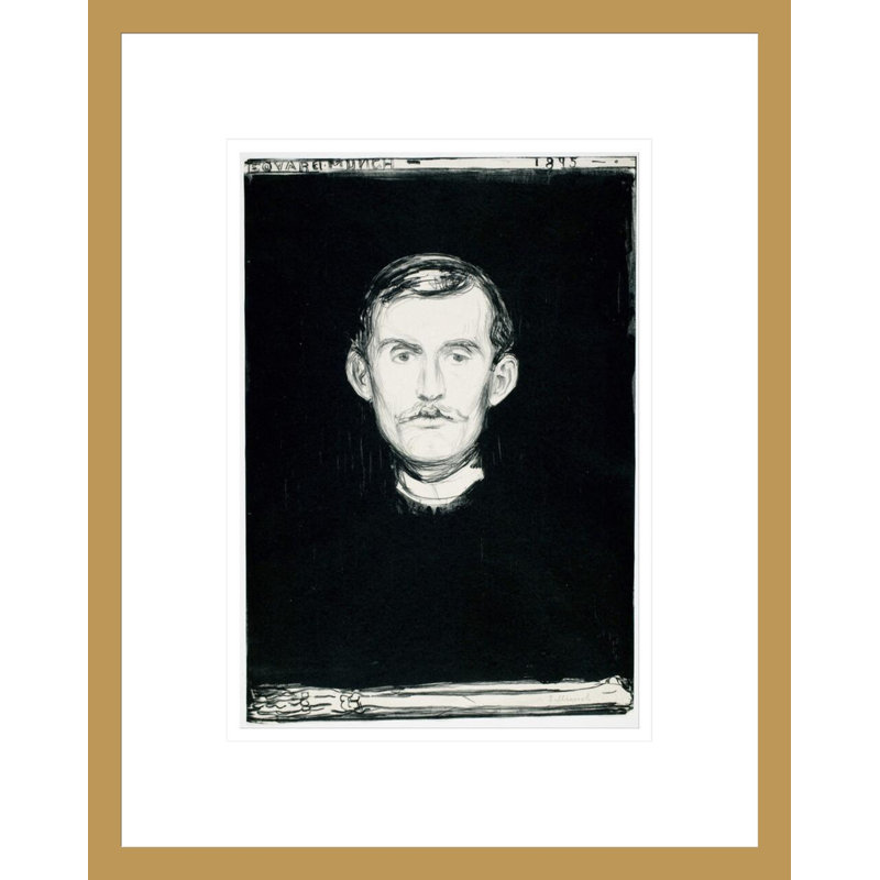 Autoportrait par Edvard Munch - impression giclée sur cadre, H 16,75 po x l 13,36 po