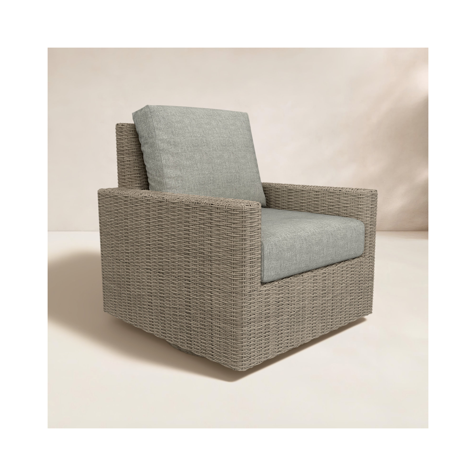 Outdoor Swivel Chair With Sunbrella Cushions, Canvas Granite, Solid Color
