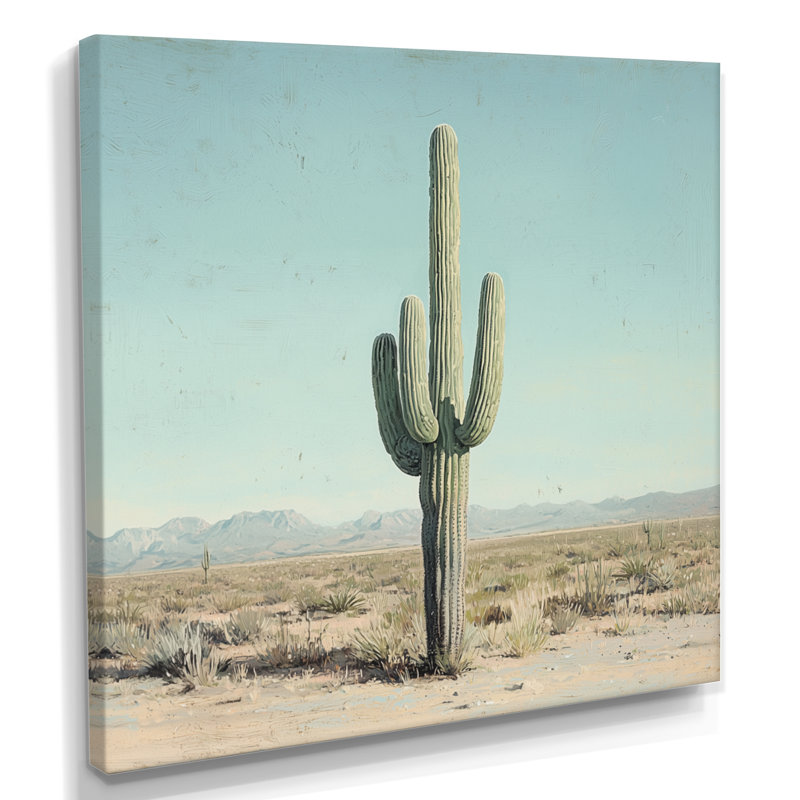 Cactus Saguaro et le ciel du désert I - art mural cactus, H 16 po x l 16 po, Toile tendue, Ne s’applique pas