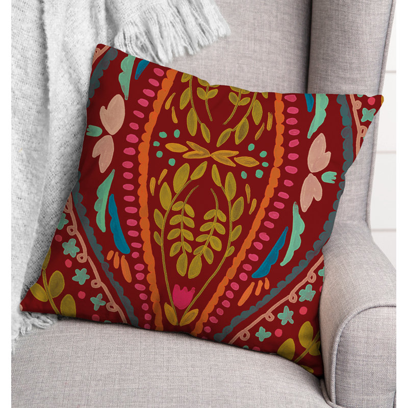 Housse et insert de coussin extérieur d'extérieur, Rouge, Floral 2