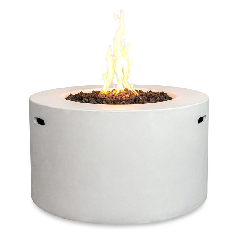 Mason 42" Round Concrete Propane Gas Fire Pit with Access Door, White
