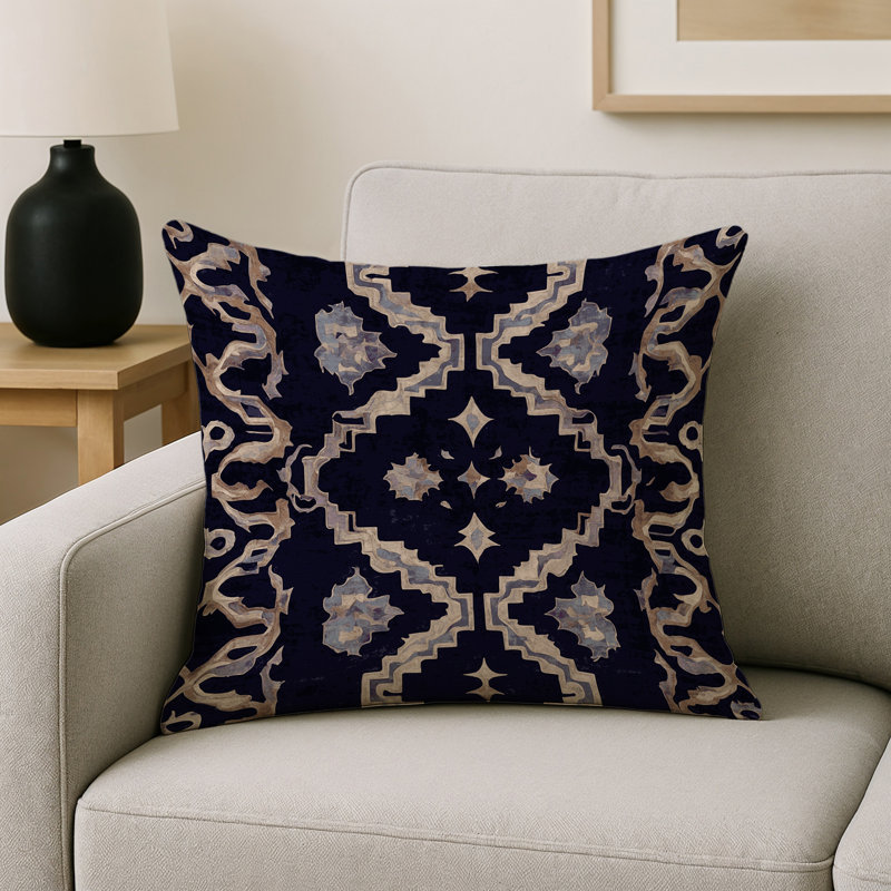 Coussin décoratif intérieur et extérieur Modern, Gris géométrique 1, Carré 20 po