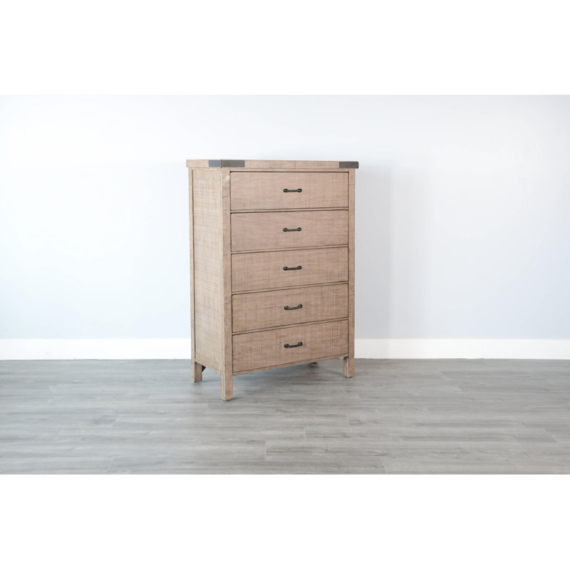 Commode en bois massif 5 tiroirs Marica