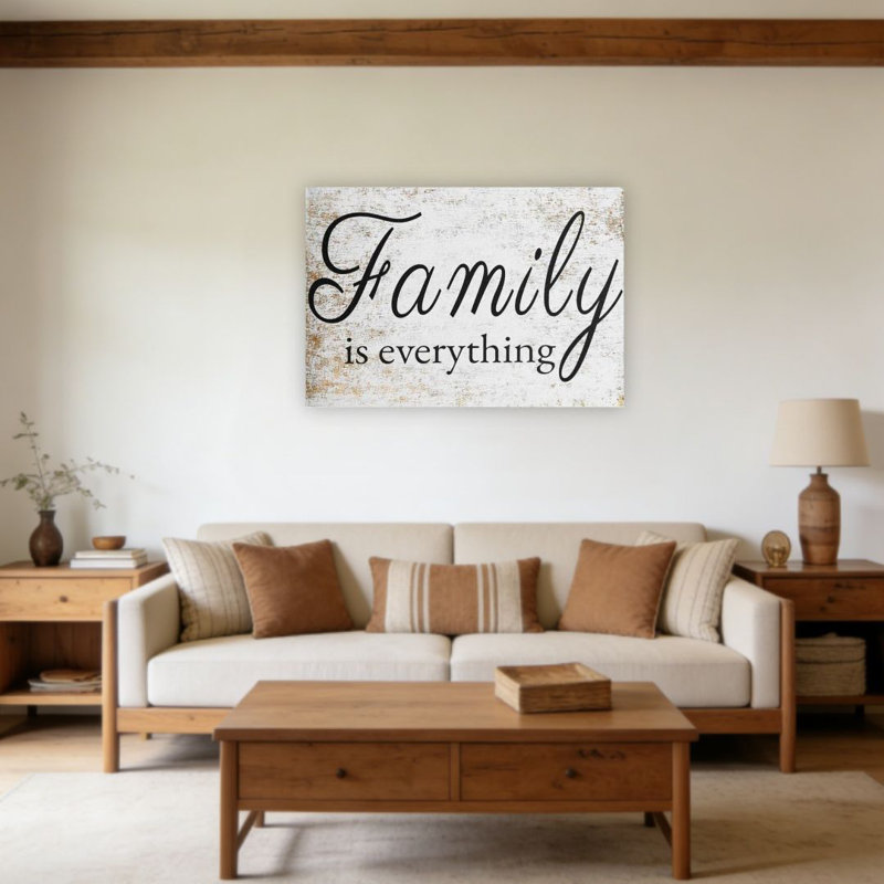 «Family Is Everything Rustic Farmhouse», art mural encadré en bois à l'arrière, 24 x 36
