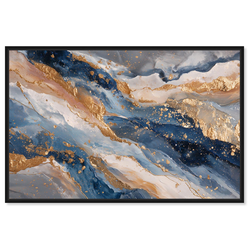 «River of Gold III», impression sur toile Boho Gold par Art Remedy, cadre noir, 24 x 16, H 17 po x l 25 po, Structure noire
