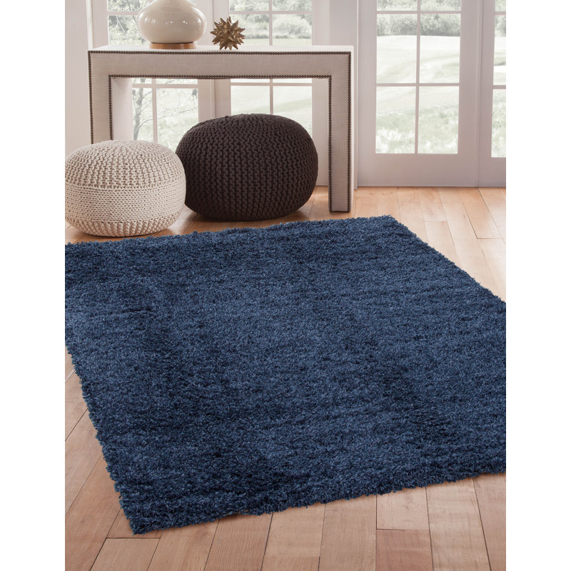 Tapis à poil long bleu ardoise 5 x 8 po