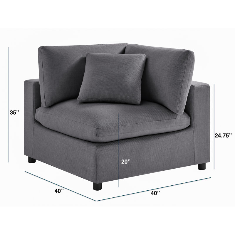 Chaise de coin Jazzmyne, Charcoal Polyester