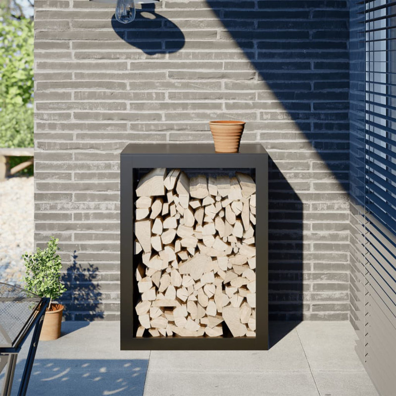 vidaXL Firewood Rack Black 23.6x15.7x31.5" Steel