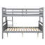 Lit superposé simple au-dessus d'un lit double avec garde-corps gris-475027079