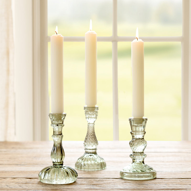 Glass Candlestick, Green