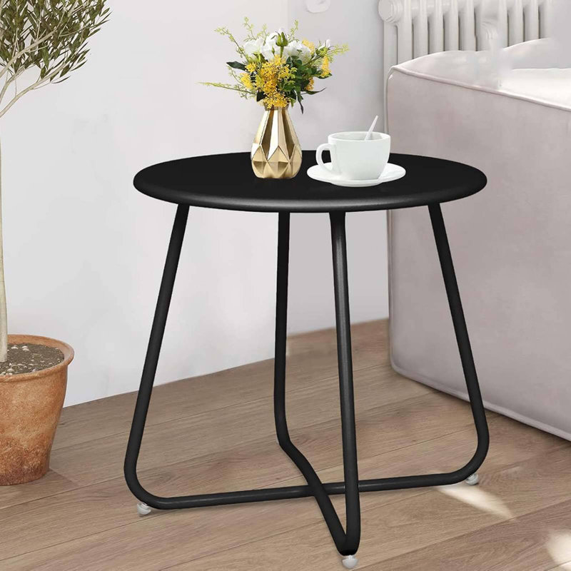 Tables d'appoint rondes en métal, Noir