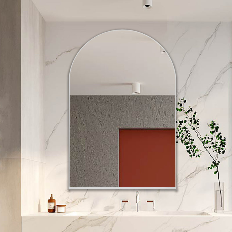 Miroir arqué pour pharmacie encastré, Blanc