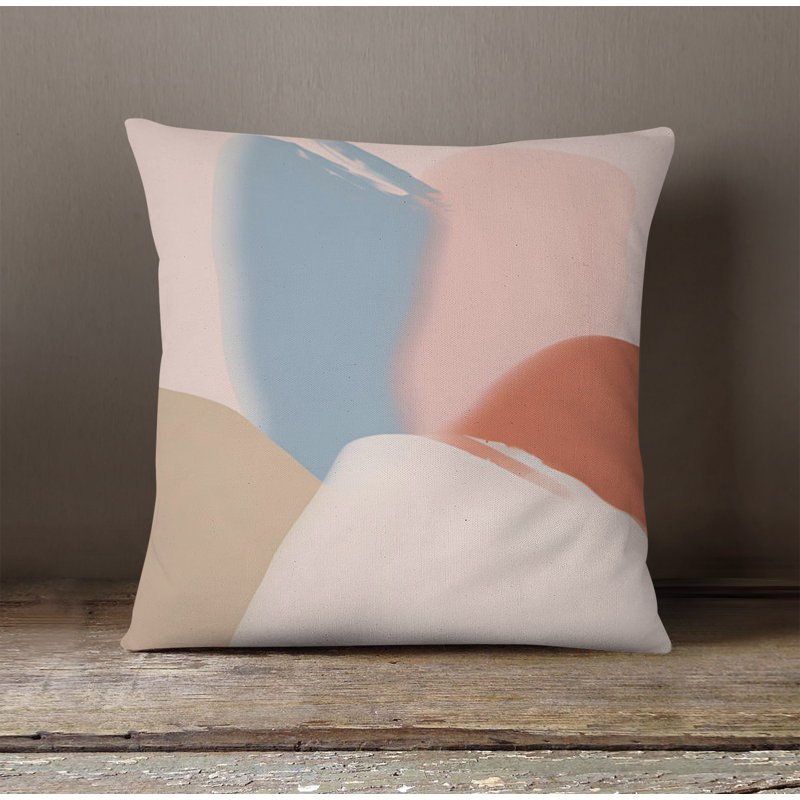 Throw Pillow With Insert, 20"H x 20"W, Brown/Pink Abstract 3