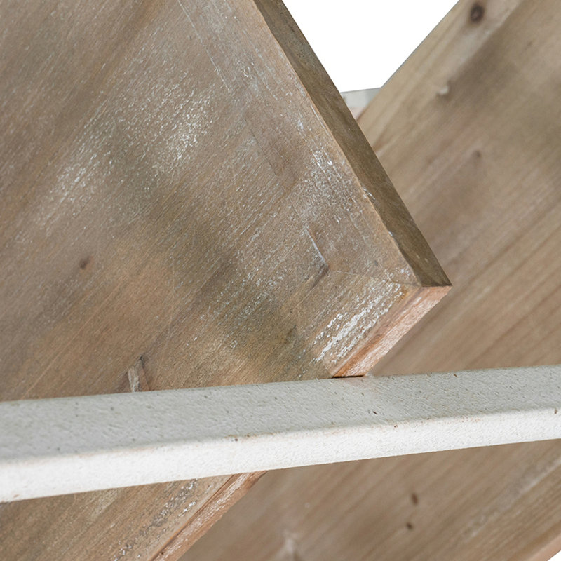 Étagère en bois vieilli 47 x 16,5 x 75 po à cinq niveaux avec découpes ornées, brun / blanc