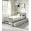 Lit simple avec lit gigogne, cadre de lit plateforme avec tête et pied de lit, pour petit espace de vie dans la chambre à coucher, aucun sommier tapissier requis, gris-926432554