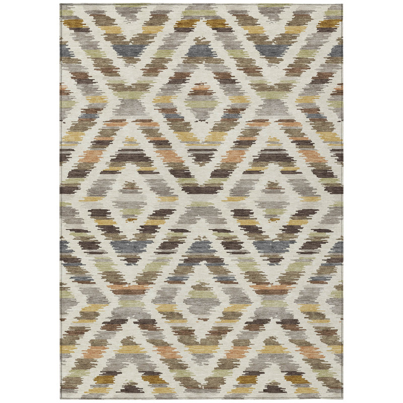 Machine Washable Indoor/Outdoor Chantille Tribal Rug, Chocolate, 2'6" x 3'10"