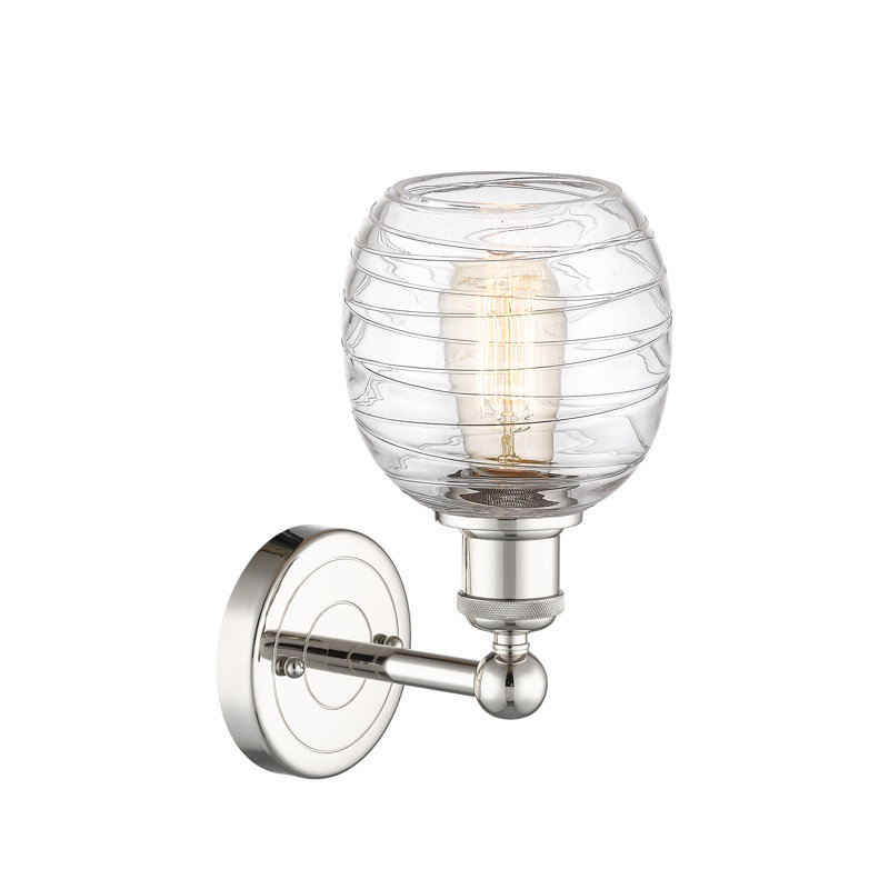 Cheraw Armed Sconce, Deco Swirl, Polished Nickel