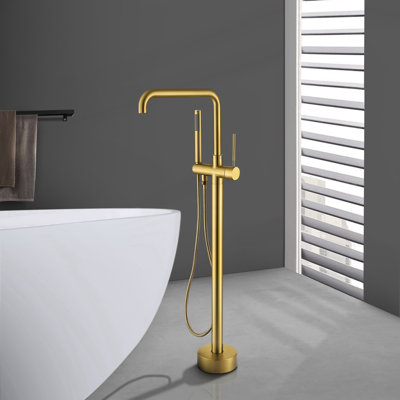 Single-Handle Freestanding Tub Faucet With Hand Shower In