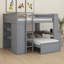 Lit mezzanine avec lit autonome, tablettes, bureau et garde-robe-1447028985