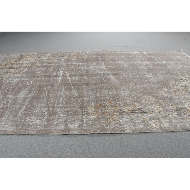 Tapis turc antique dans des tons doux pour la salle à manger - Tapis Oushak rétro en laine pour un espace de vie élégant