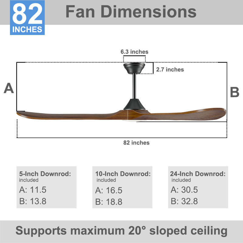 3-Blade Indoor Smart Ceiling Fan with Light and Remote/APP Control,3 LED Colors,6 Speed Quite DC Motor,Timer, Walnut