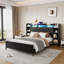 Bed Frame with USB Charging Station, Storage Headboard and with Led Light, Heavy Duty Metal Platform Bed Frame, No Box Spring Needed-129387385