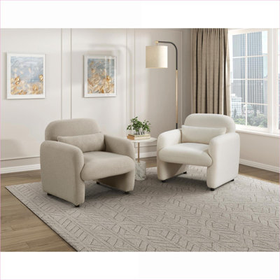 Fauteuil d'appoint rembourré brun clair, taupe et taupe Boucle