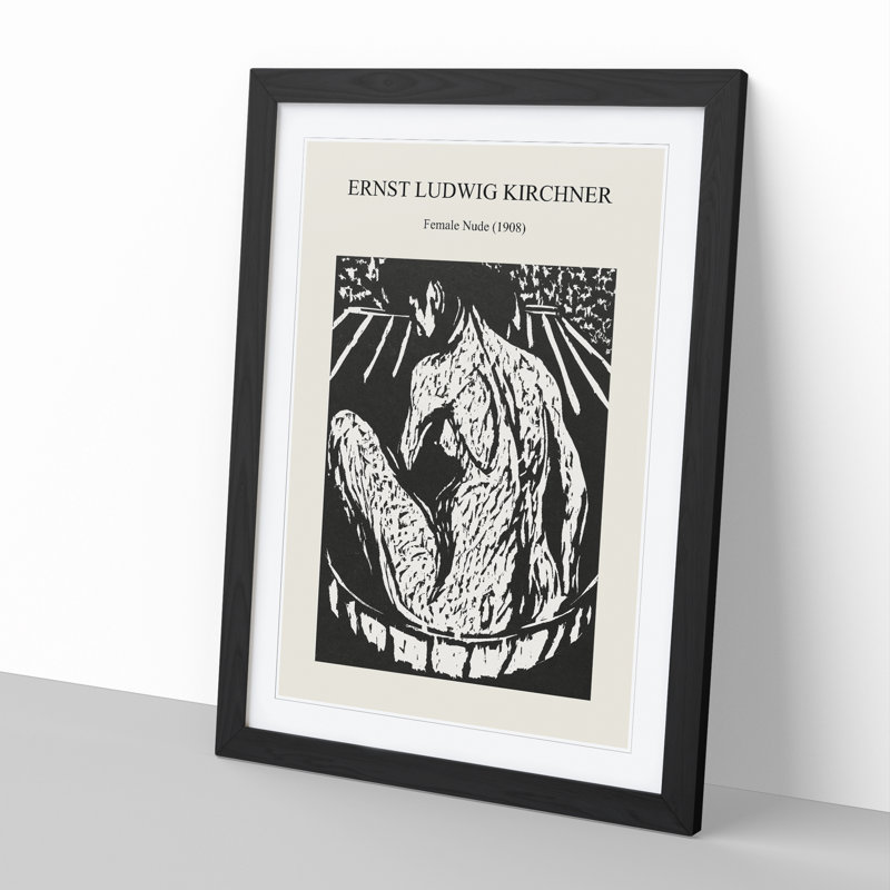 Female Nude by Ernst Ludwig Kirchner - Single Picture Frame Print, Black Framed, 65cm H x 48cm W x 2cm D