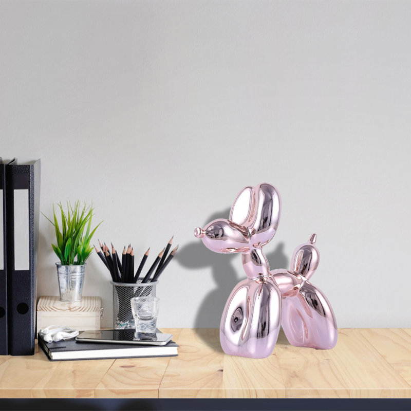 Creative Balloon Dog Statue Ornament (1Pcs) – Decorative Resin Sculpture For Bedroom, Study, Multiple Colours Available, Pink