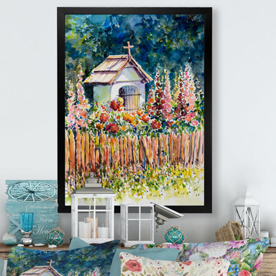 «White Chapel in Summer Garden», reproduction de cadre photo sur toile