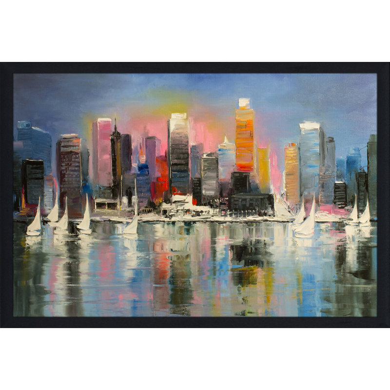 « city of light », reproduction d’art encadrée, H 27,5 po x l 39,5 po x P 0,75 po