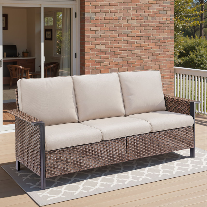 Canapé large avec accoudoirs Coady, Beige, Brun