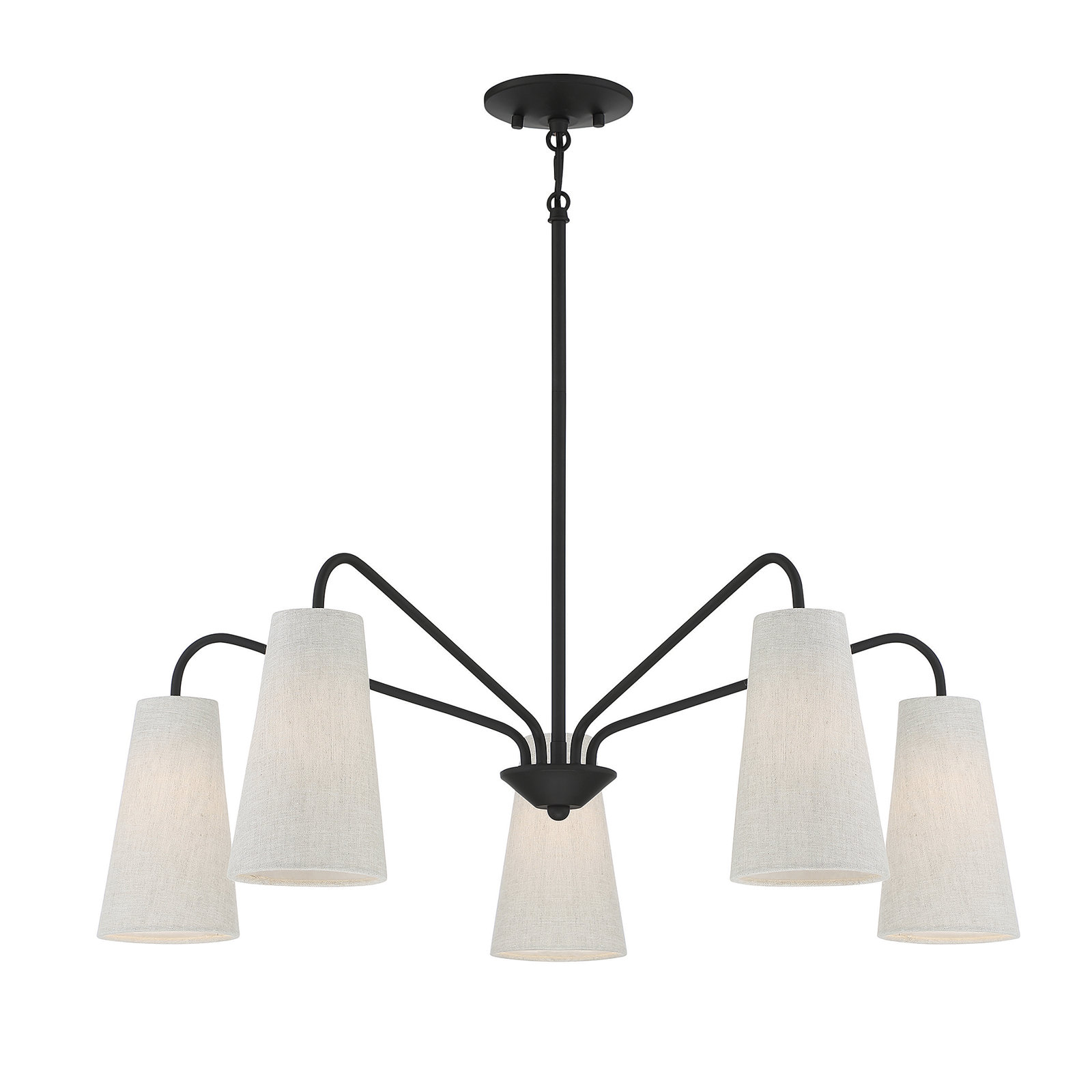 Cher 5 - Light Dimmable Chandelier, Black, Off White/Brown Flecks