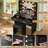Makeup Vanity Desk with Lighted Mirror & Power Outlet, Makeup Vanity with stool-2085704655